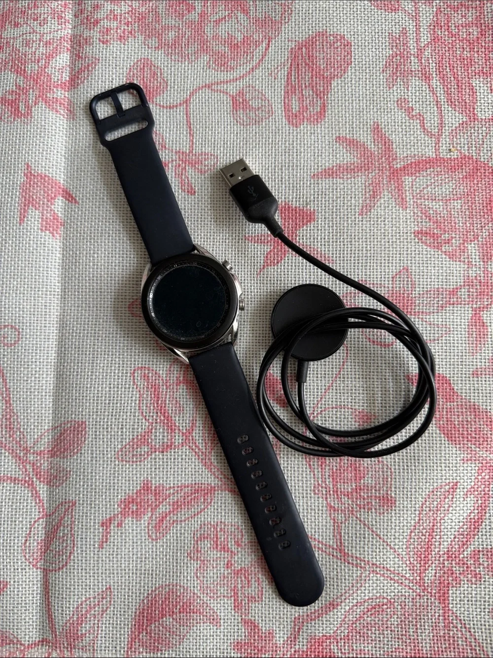 Samsung Galaxy Watch Black Silicone Smartwatch with Magnetic USB Charger